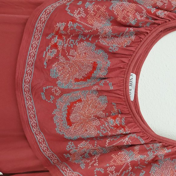 Knox Rose Top Blouse Womens Small Rust Sleeveless Embroidered Bohemian - Picture 4 of 9